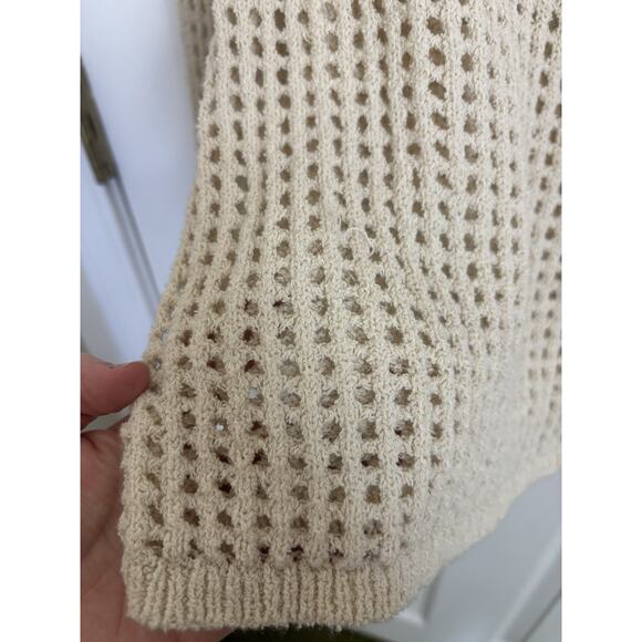 Old Navy Open Stitch Cropped Boucle Sweater Size Large Sheer Boho Fairy Indie - Picture 3 of 7